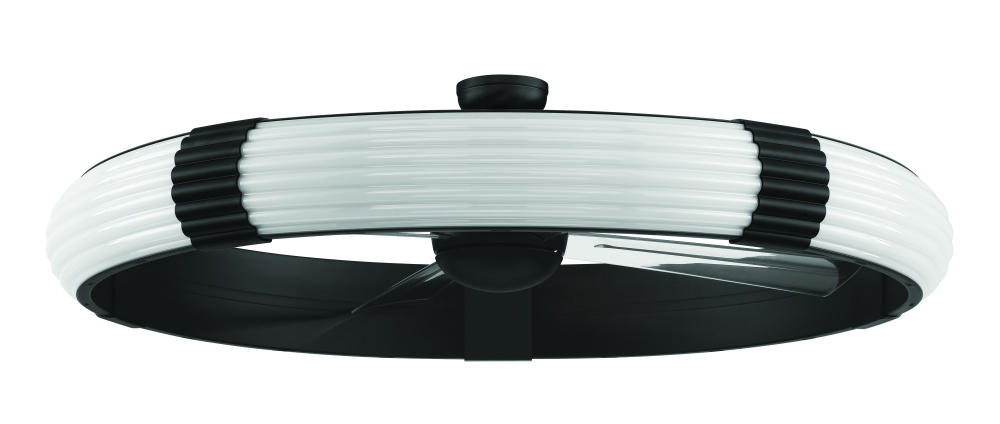 Cipriani 57" 4-Blade Ceiling Fan in Flat Black w/ Clear Acrylic Blades; Integrated Light Kit